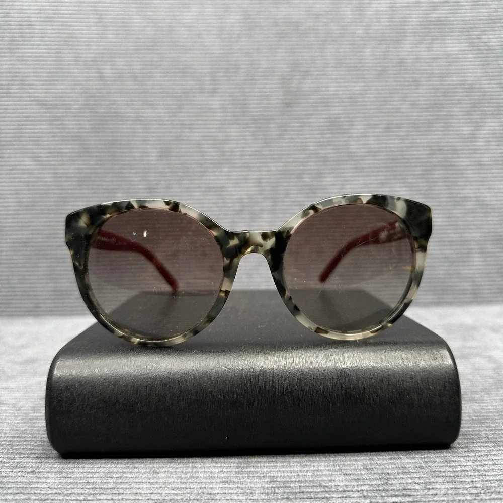 Tory Burch TY7079A Round Sunglasses Grey Marble Tortoise Red 139411 54mm